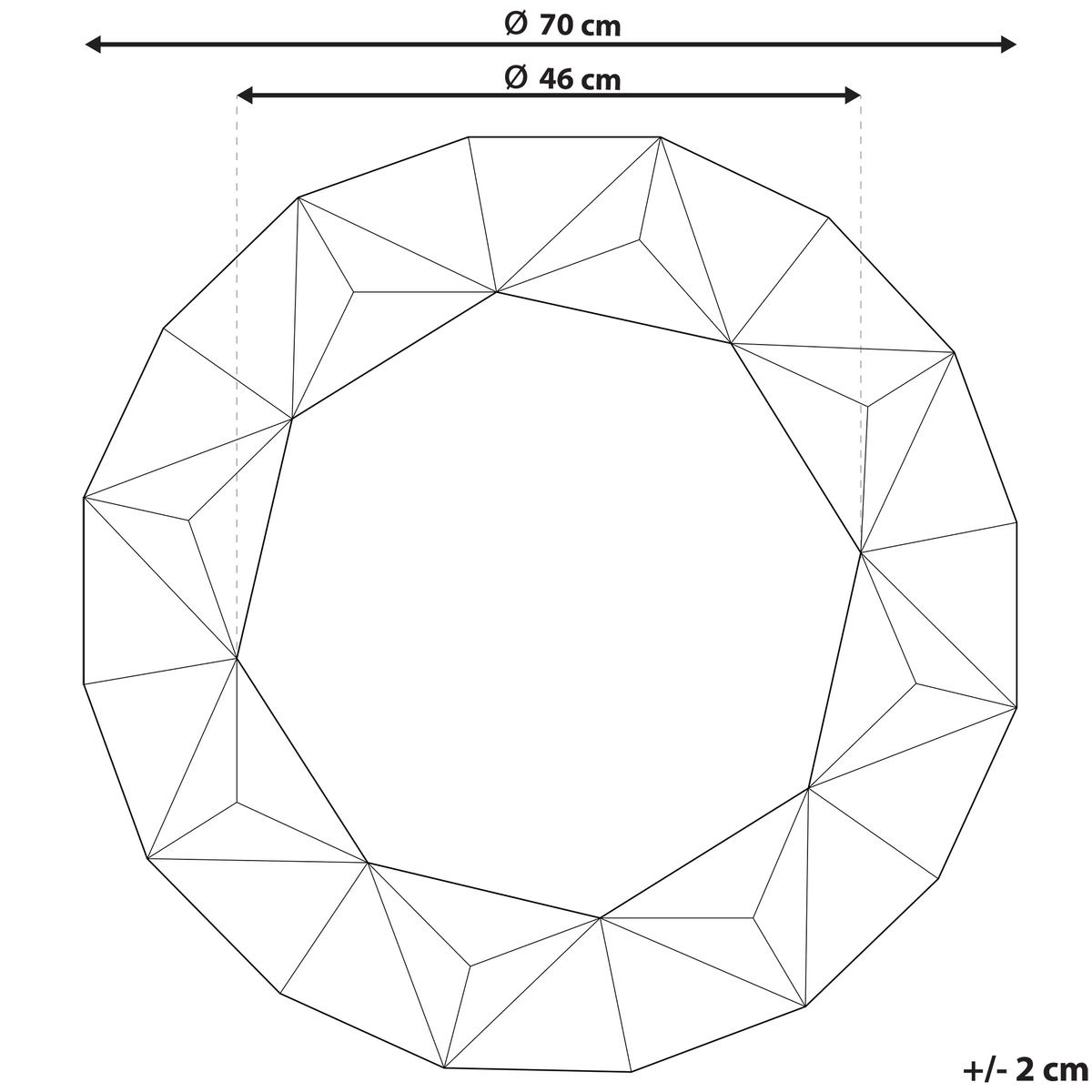 WANDSPIEGEL silber Diamantform 70 cm Habay - Silberfarben, Holzwerkstoff (70/70/3cm) - Beliani