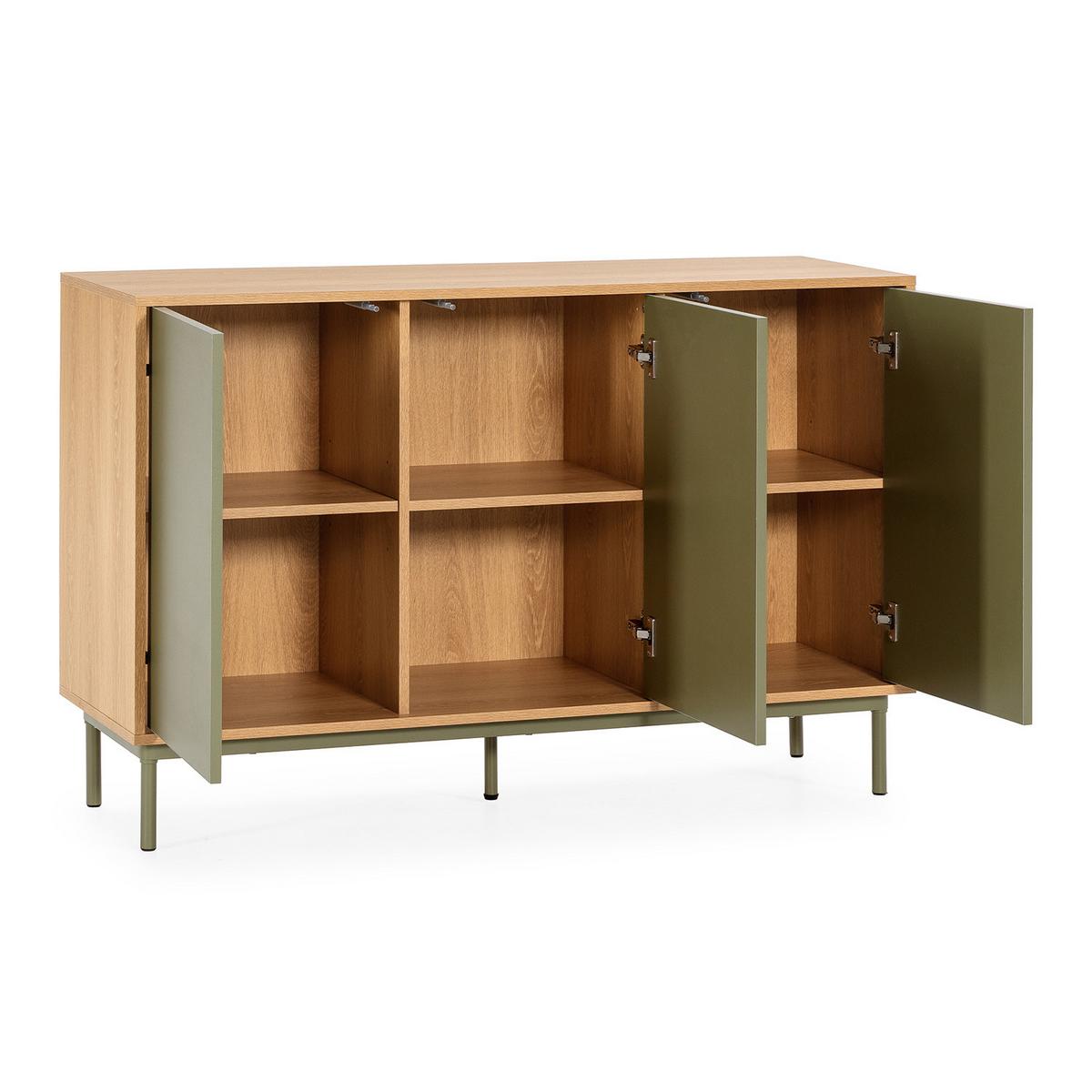 SIDEBOARD Cuzco 3 türen Eichenfarbe/grün - Grün, Holzwerkstoff (120/80/40cm)