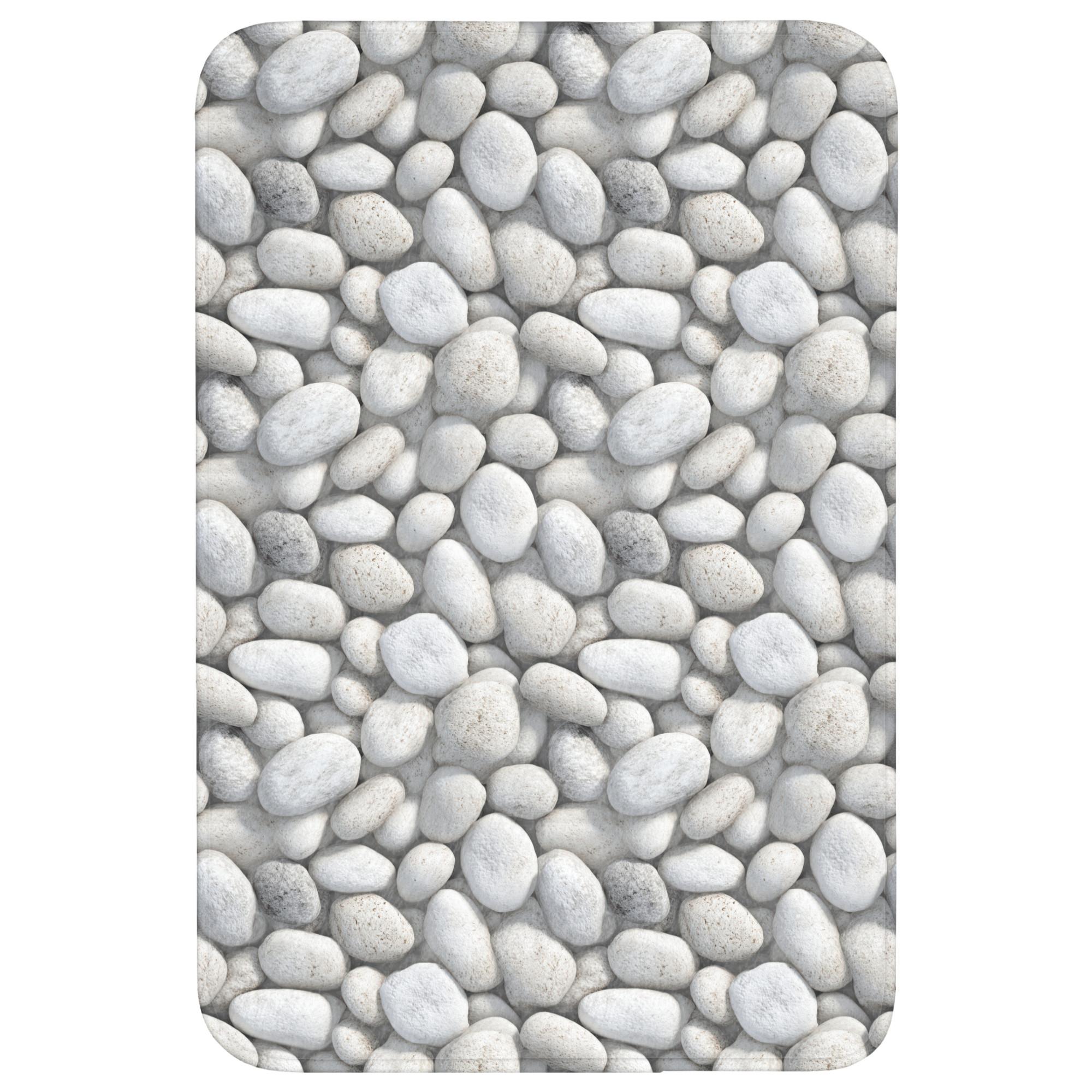 BADEMATTE Steine - Grau - Oval Rutschfest 60x90 cm - Hellgrau, Textil (60/90cm) - OnlyWow