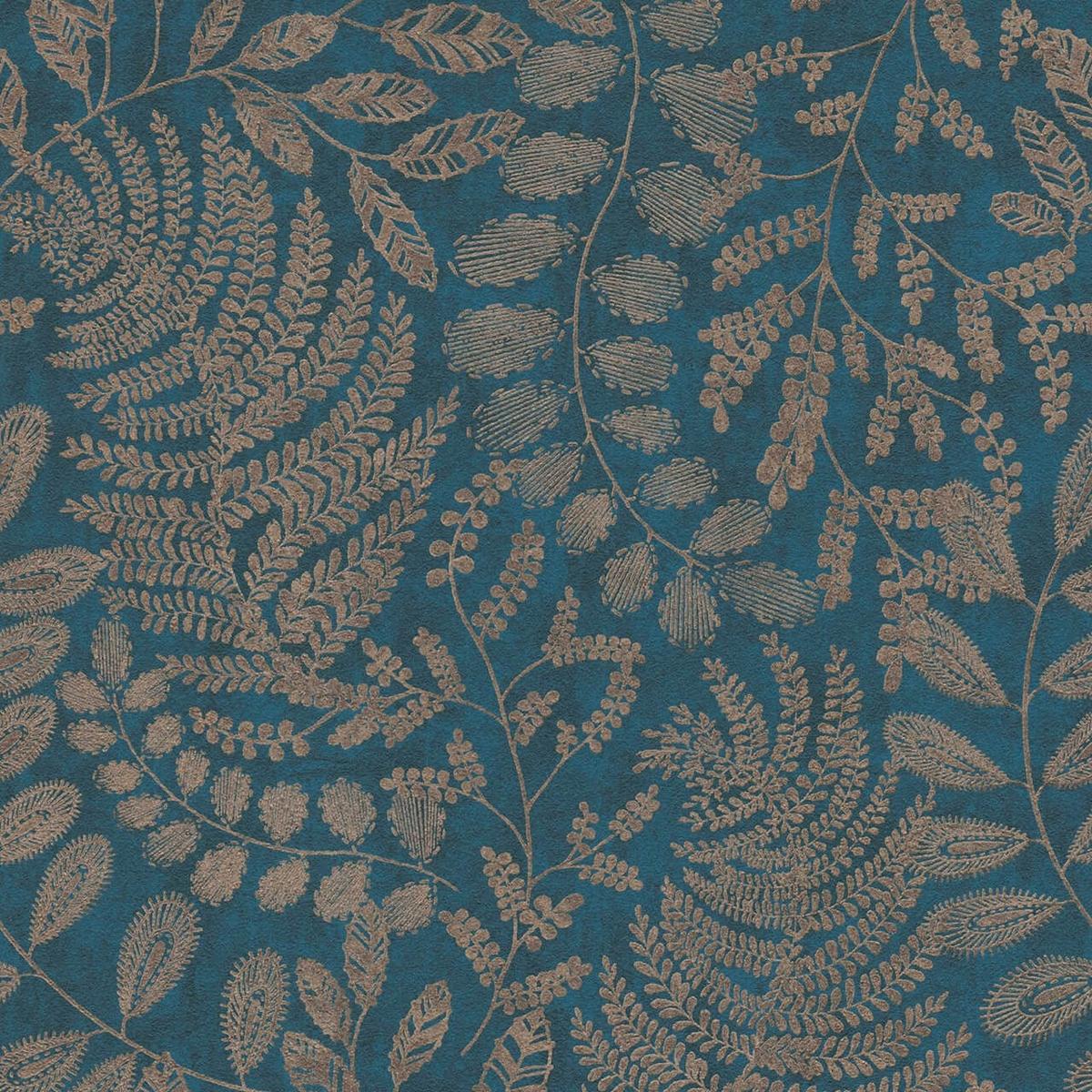 VLIESTAPETE Blau 53/1005 cm - Goldfarben, Textil (53/1cm) - KUNSTLOFT