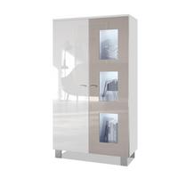 VITRINE Denjo Tür in Sandgrau Hochglanz - Sandfarben, Holzwerkstoff (71/129/35cm) - Vladon