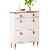 SCHUHKIPPER MIKKA weiß/Eiche - Eichefarben/Weiß, Holz (86/105/30cm) - IDIMEX