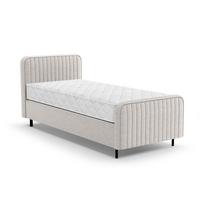 POLSTERBETT Lami 90x200, Einzelbett mit Bettkasten und Taschenfedernmatratze 20 cm, Hellbeige - Kaschmir/Schwarz, Textil/Metall (90/200cm) - Beautysofa