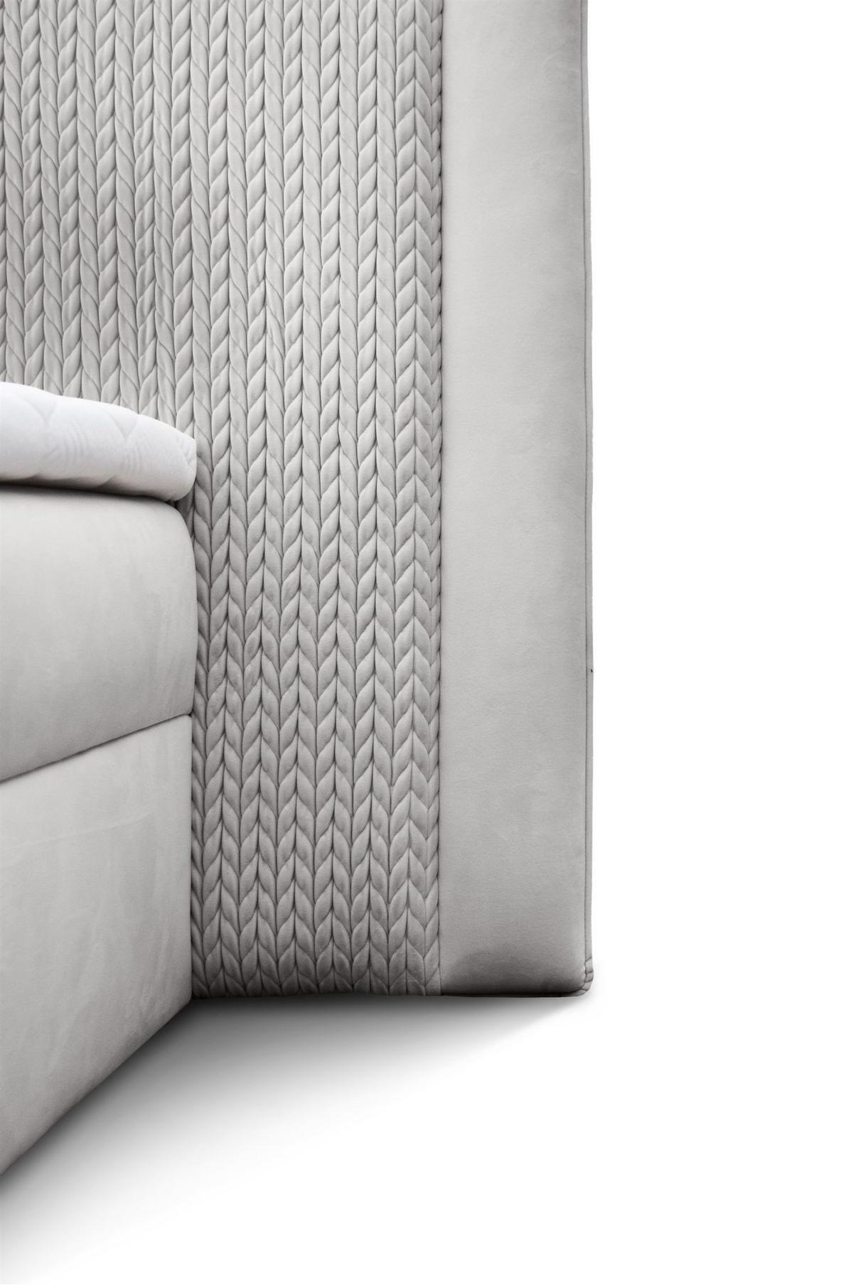 BOXBETT Cedric In Magic Velvet - Hellgrau, Holzwerkstoff/Textil (180/200cm) - Fun Möbel
