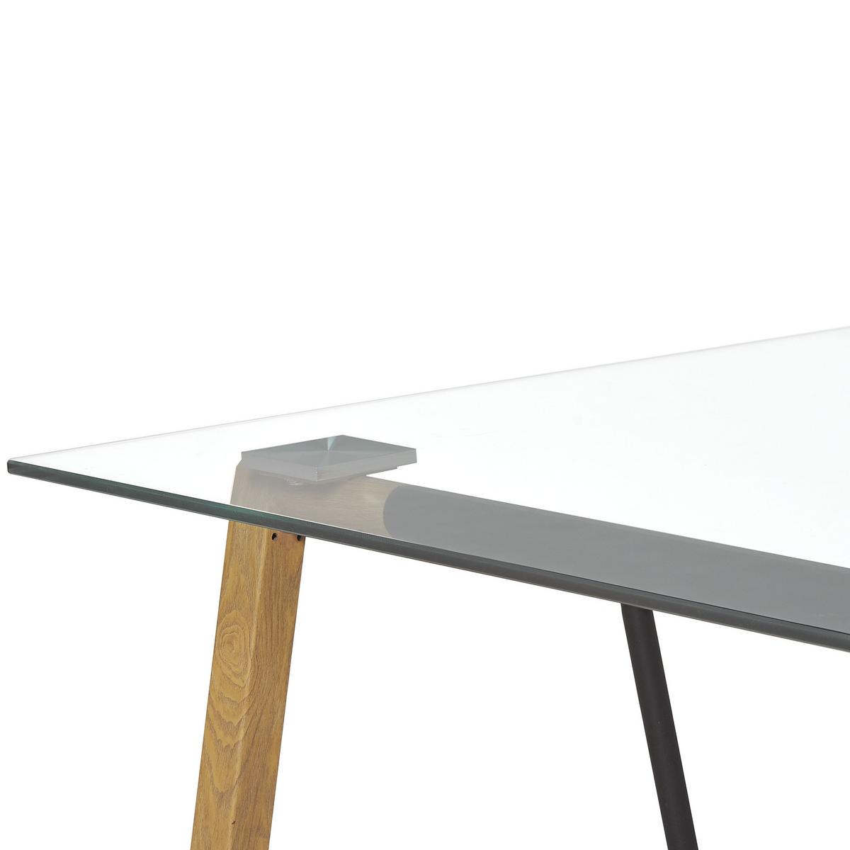 ESSTISCH 140/80/76 cm Transparent, Hellbraun, Schwarz Rechteckig Tacoma - Transparent, Glas (140/80/76cm) - Beliani