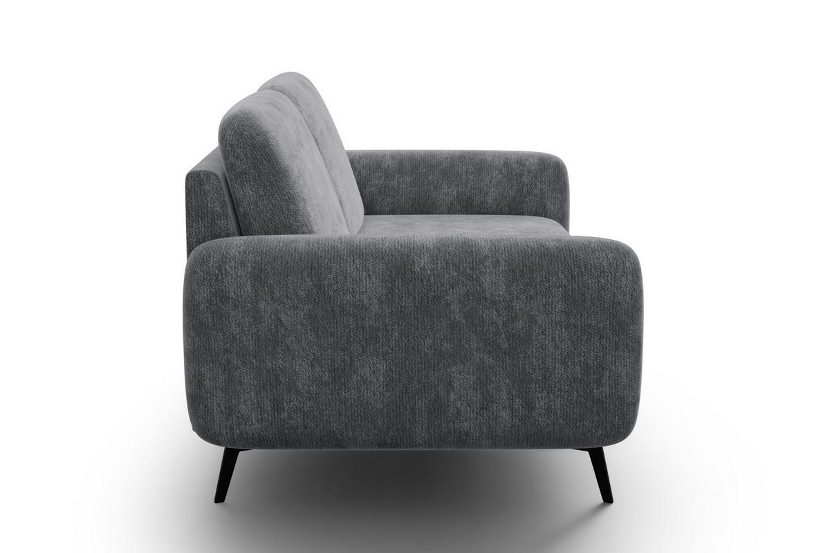 SOFA FEBE 2-Sitzer, grauer Chenille-Stoff - Schwarz/Grau, Holz/Textil (160/82/96cm) - Wozimo