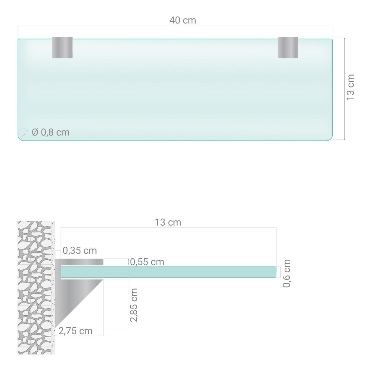 GLASREGAL Milchglas - 40x13 cm - Transparent, Glas (40/0.6/13cm) - TULUP