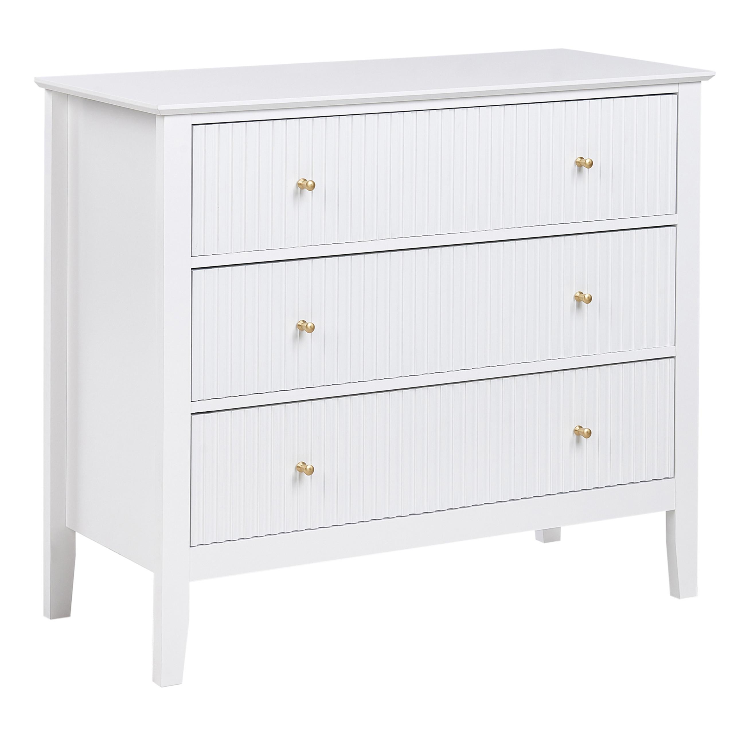 KOMMODE mit 3 Schubladen Weiß Assisi - Weiß, Holzwerkstoff (90/80/40cm) - Beliani