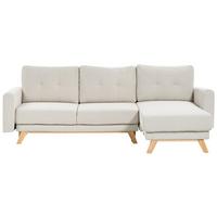 3-SITZER-ECKSOFA hellbeige rechtsseitig mit Schlaffunktion Stauraum Siro - Hellbraun/Beige, Textil (240/142cm) - Beliani