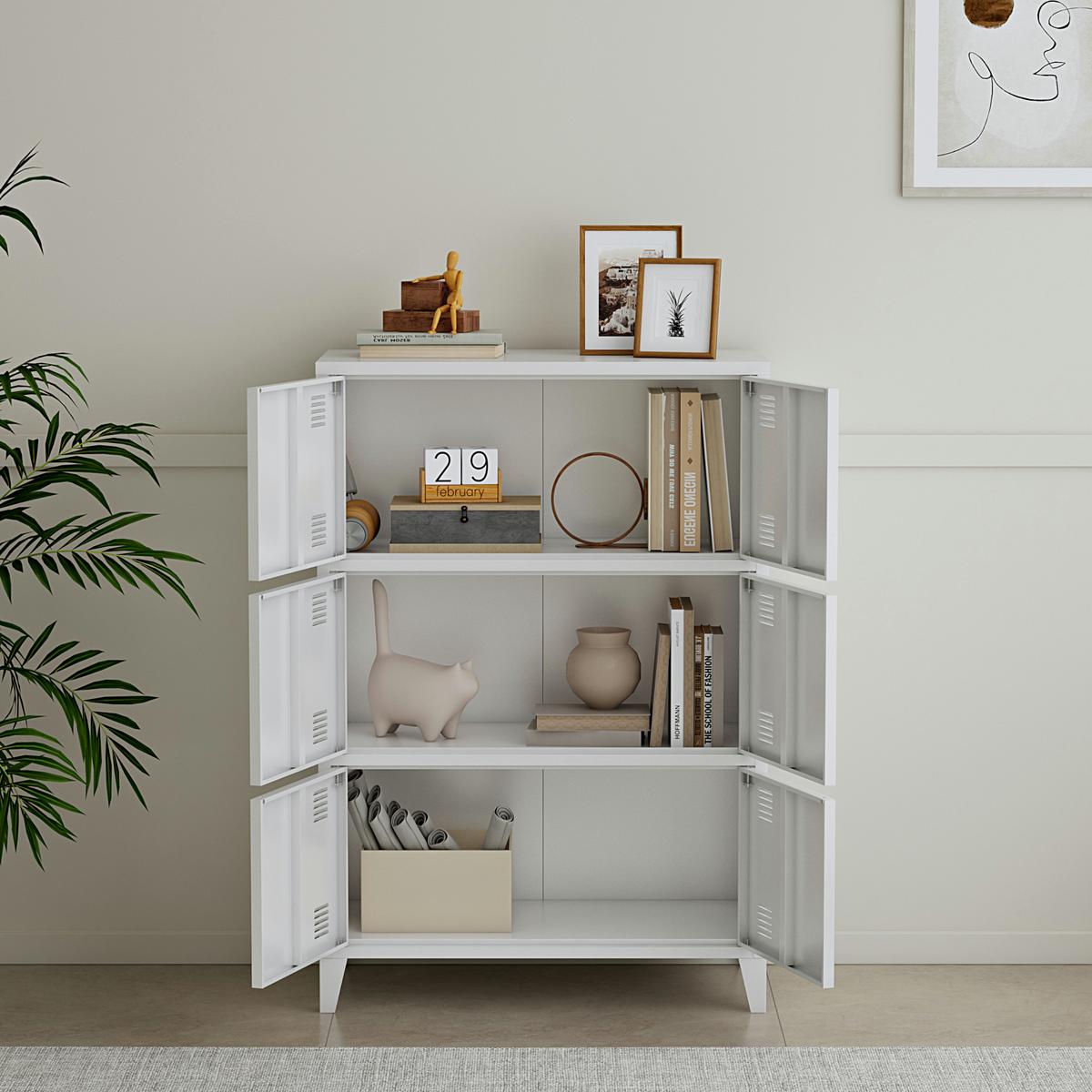 BÜROSCHRANK Hamina - Weiß, Metall (80/113/40cm) - [en.casa]