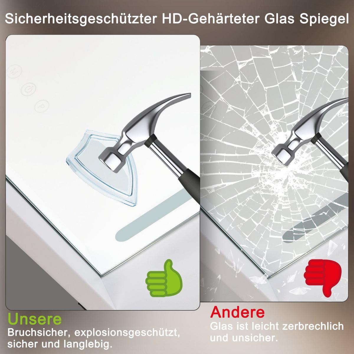 SCHMINKSPIEGEL Francis 50/12/40 cm - Weiß, Glas (50/40/12cm) - Nettlife