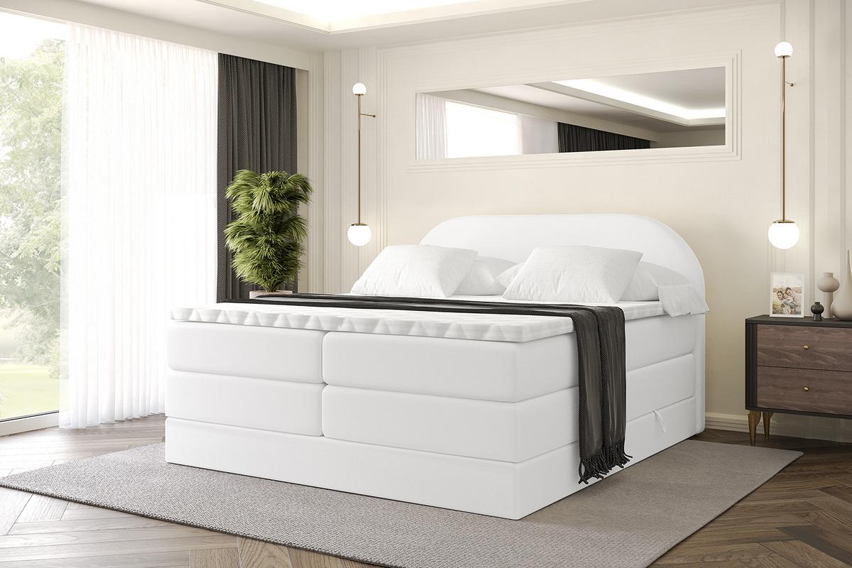 BOXSPRINGBETT mit Matratze und Lattenrost - NOX KING-120x200 - Weiß - Weiß, Holzwerkstoff (120/200cm) - ALTDECOR