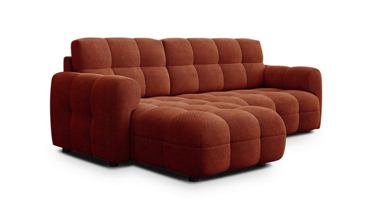 ECKSOFA MELLOW 3-Sitzer, dunkelorange - Dunkelorange/Schwarz, Holz/Textil (232/156cm) - Wozimo