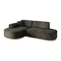 ECKSOFA Ottomane Links MARI-L1-v1 - 243x171x83 cm Schwarz Velours - Schwarz, Holzwerkstoff/Textil (243/171cm) - ALTDECOR