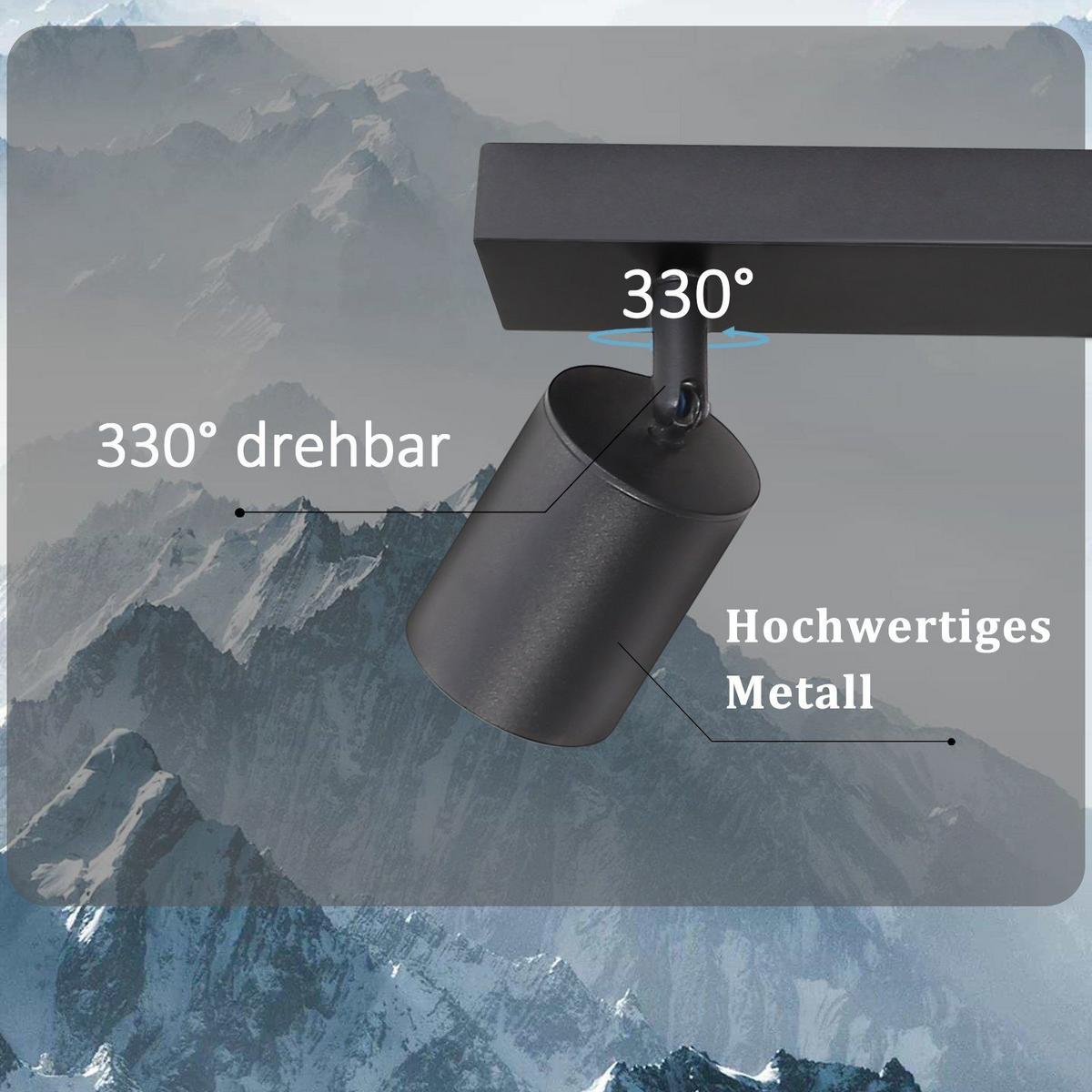DECKENSTRAHLER Iruka 79/9.5/6.5cm - Schwarz, Metall (79/9.5/6.5cm) - ZMH