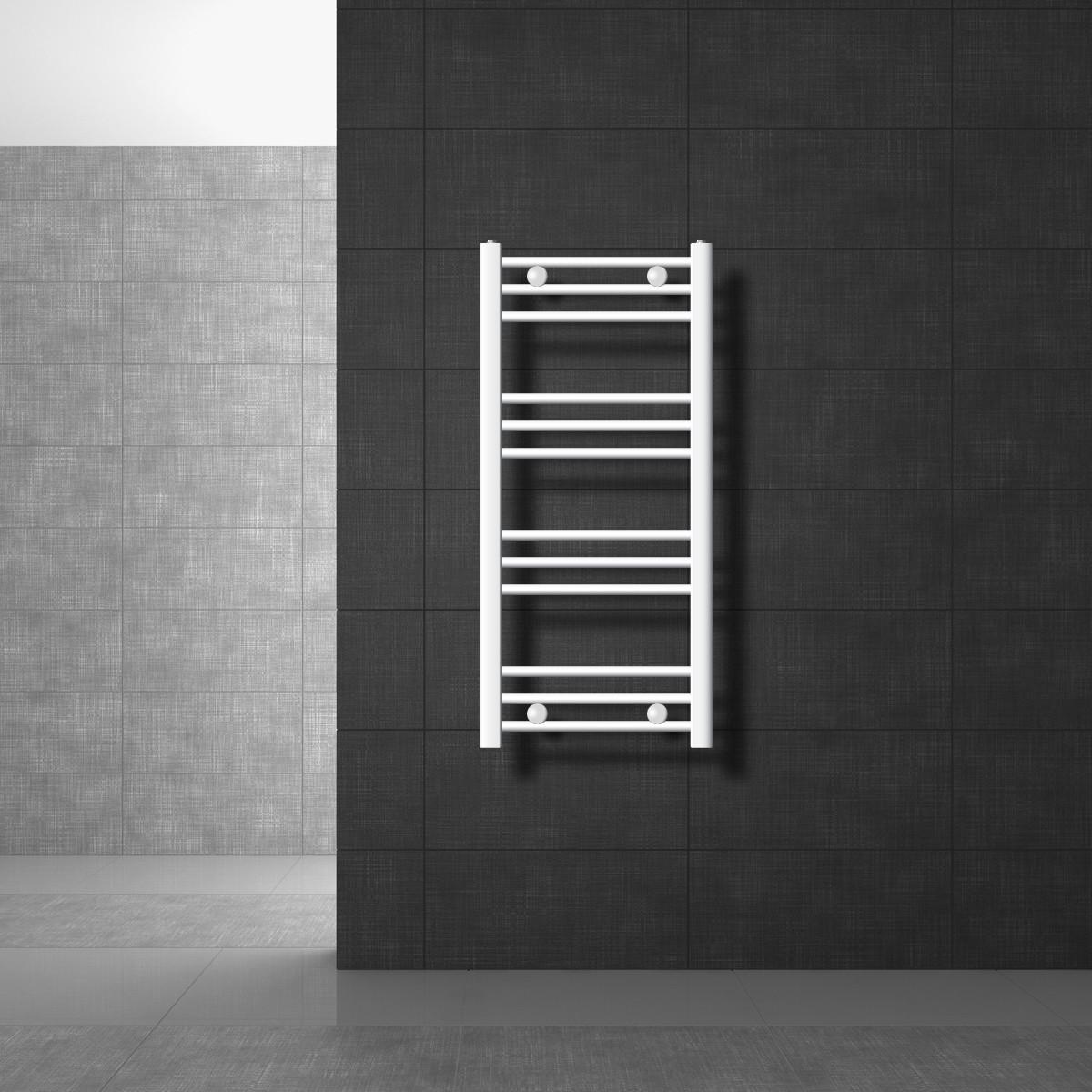 BADHEIZKÖRPER elektrisch Sahara 400x800 mm Weiß gebogen mit Heizstab 600W Digital - Weiß, Metall (40/80/3cm) - LuxeBath