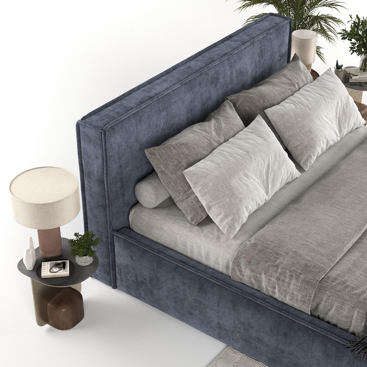 POLSTERBETT Sato mit Stauraum 120/200 cm Dunkelblau im Terra NW Stoff - Blaugrau/Schwarz, Holz/Holzwerkstoff (120/200cm) - AltaBeds