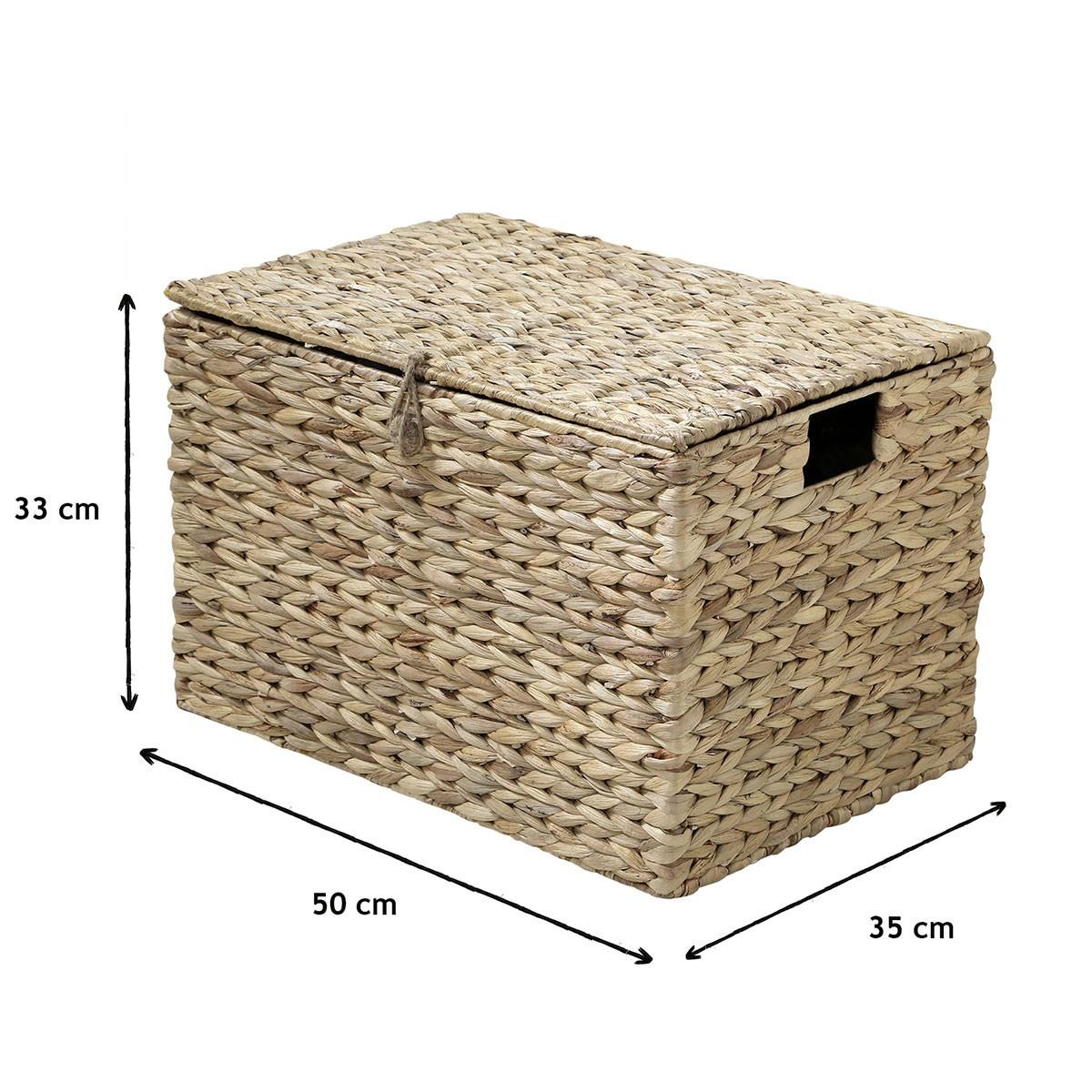 WASSERHYAZINTHEN-TRUHE mit Deckel 50/33/35 cm - Eichefarben, Naturmaterialien (35/33/50cm) - Calicosy