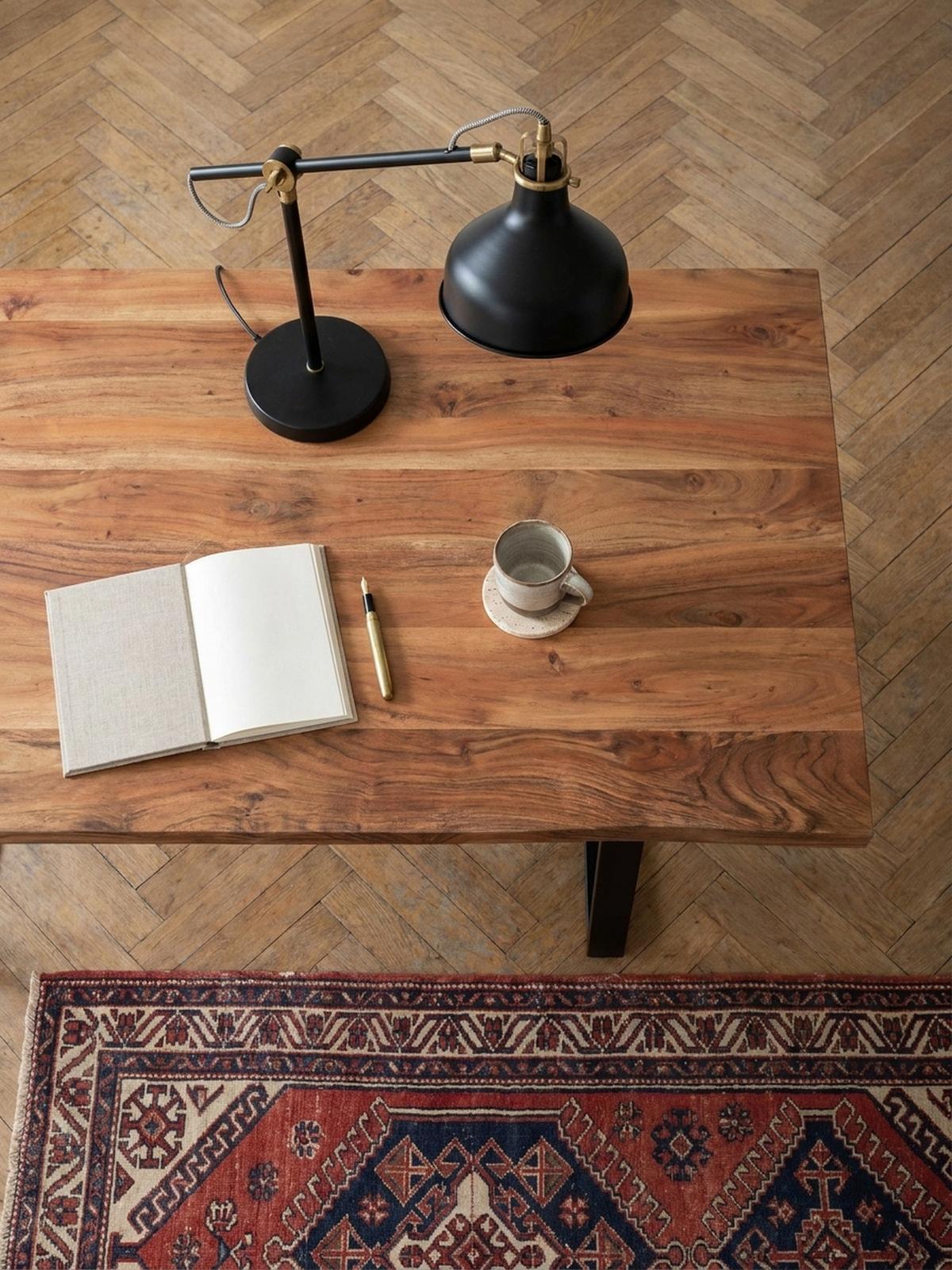 SCHREIBTISCH Massivholz Baumkante Handgefertigt Akazie TARN, Goldbraun-Schwarz 200x100x76 cm - Schwarz/Braun, Holz/Metall (100/200/76cm) - KADIMA DESIGN