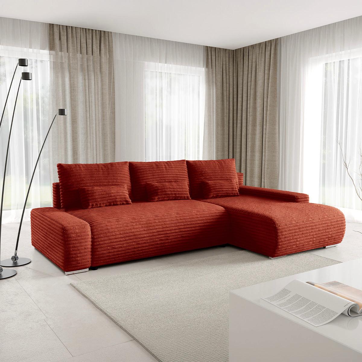 ECKSOFA Ivana 3 Sitzplätze Terracotta - Orange, Holz (265/172cm) - Petits-meubles