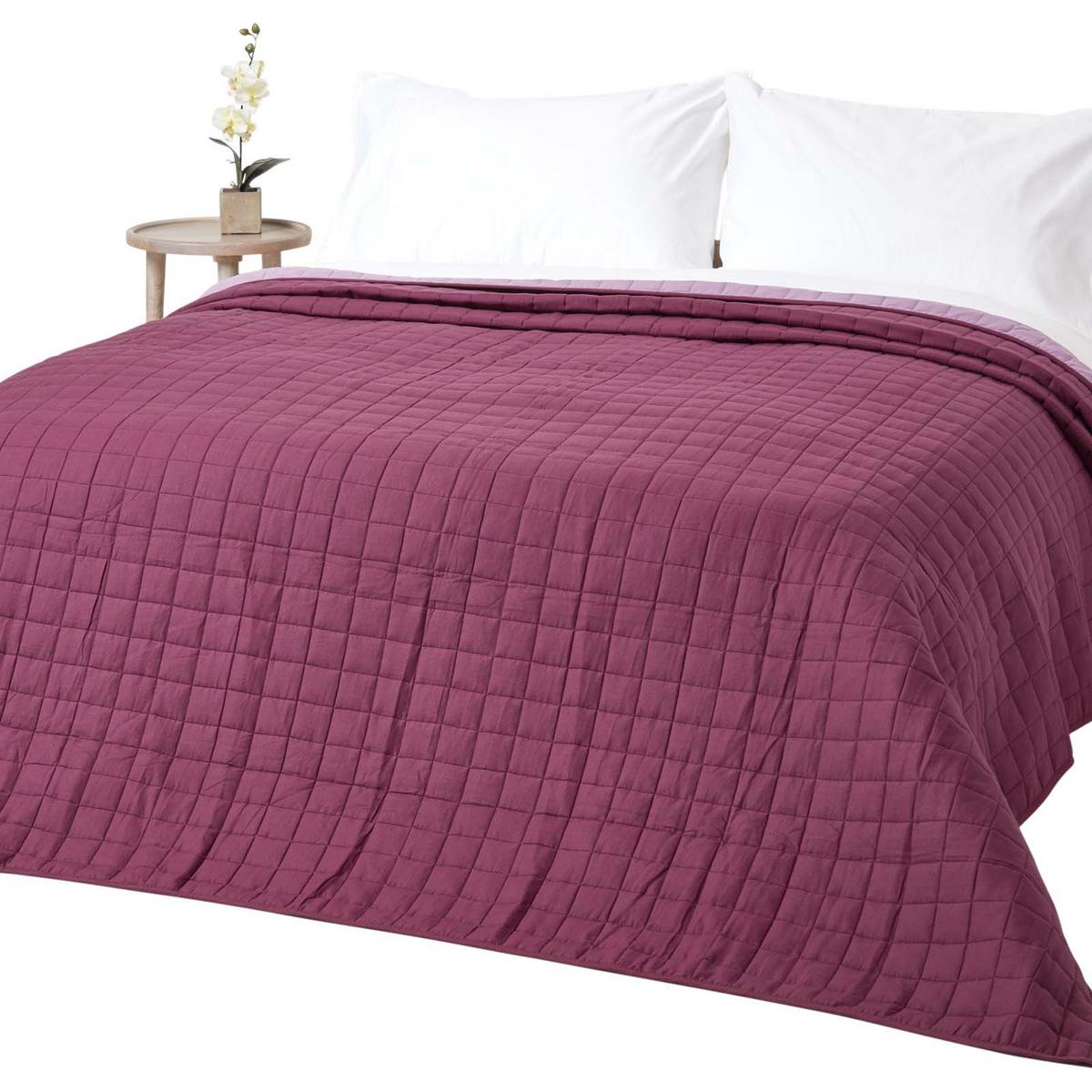 TAGESDECKE gesteppt mit Wende-Design, 230/250 cm - Pflaume, Textil (230/250cm) - Homescapes