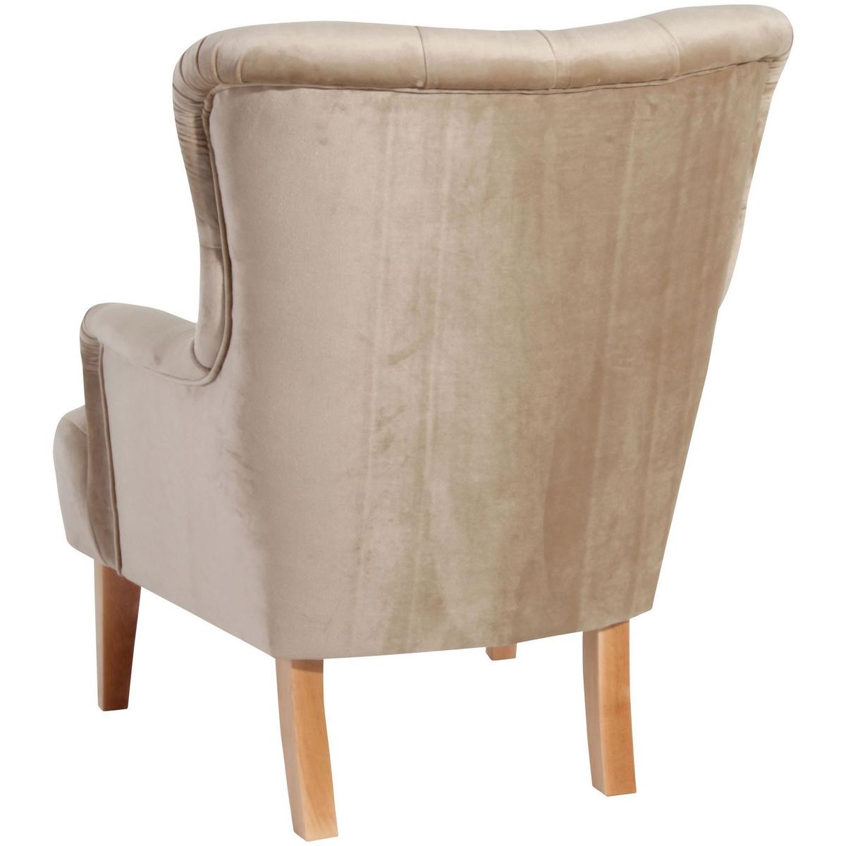 SESSEL Kaiya Bezug Samtvelours Buche natur / sand - Gelb, Kunststoff (71/97/82cm) - 58aufmkessel
