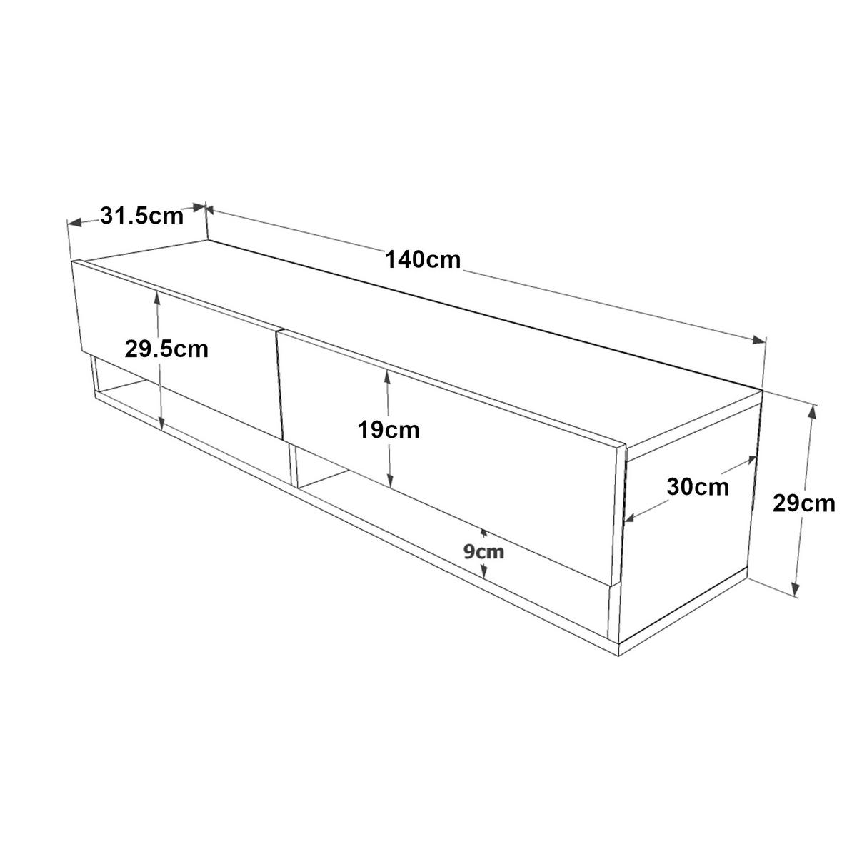 TV-ELEMENT Laitila - Weiß, Holzwerkstoff (140/29.5/31.5cm) - [en.casa]