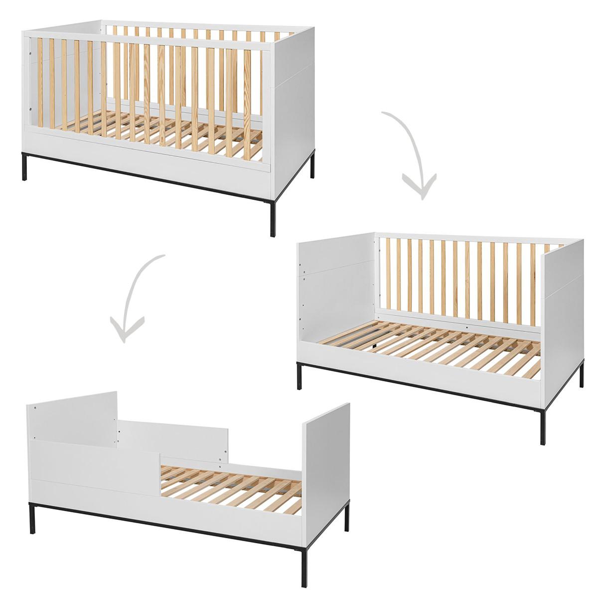 GITTERBETT 70/140 Lumi Weiß und Schwarz - Weiß, Holzwerkstoff (70/140cm) - Petits-meubles