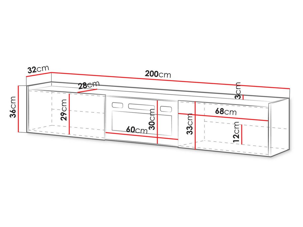 TV-LOWBOARD Arigato mit Kamin - Nussbaumfarben/Schwarz, Holzwerkstoff (200/36/32cm) - MIRJAN24