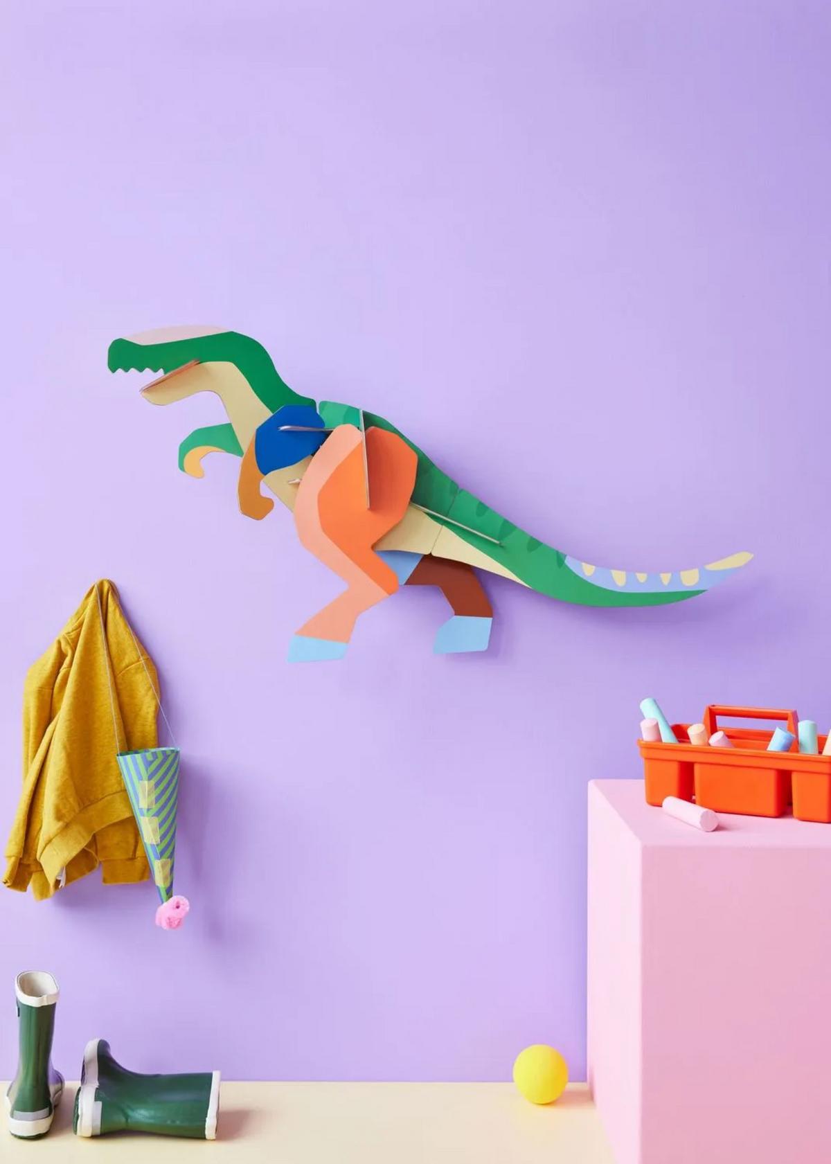 WANDDEKO Leucht T-Rex-Bast 18.7/47.2 cm - Multicolor, Wellpappe (18.7/47.2/89cm) - Studio Roof