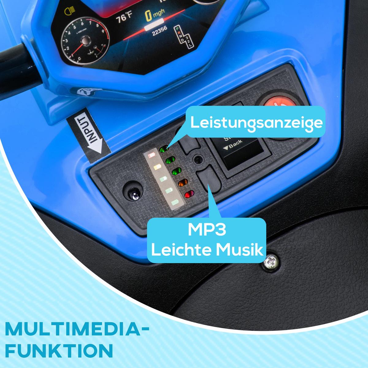 ELEKTRO Quad für Kinder 12V Kinderquad mit 4-Rad-Federung, MP3-Musikplayer - Blau, Metall (85/55.5/62cm) - AIYAPLAY