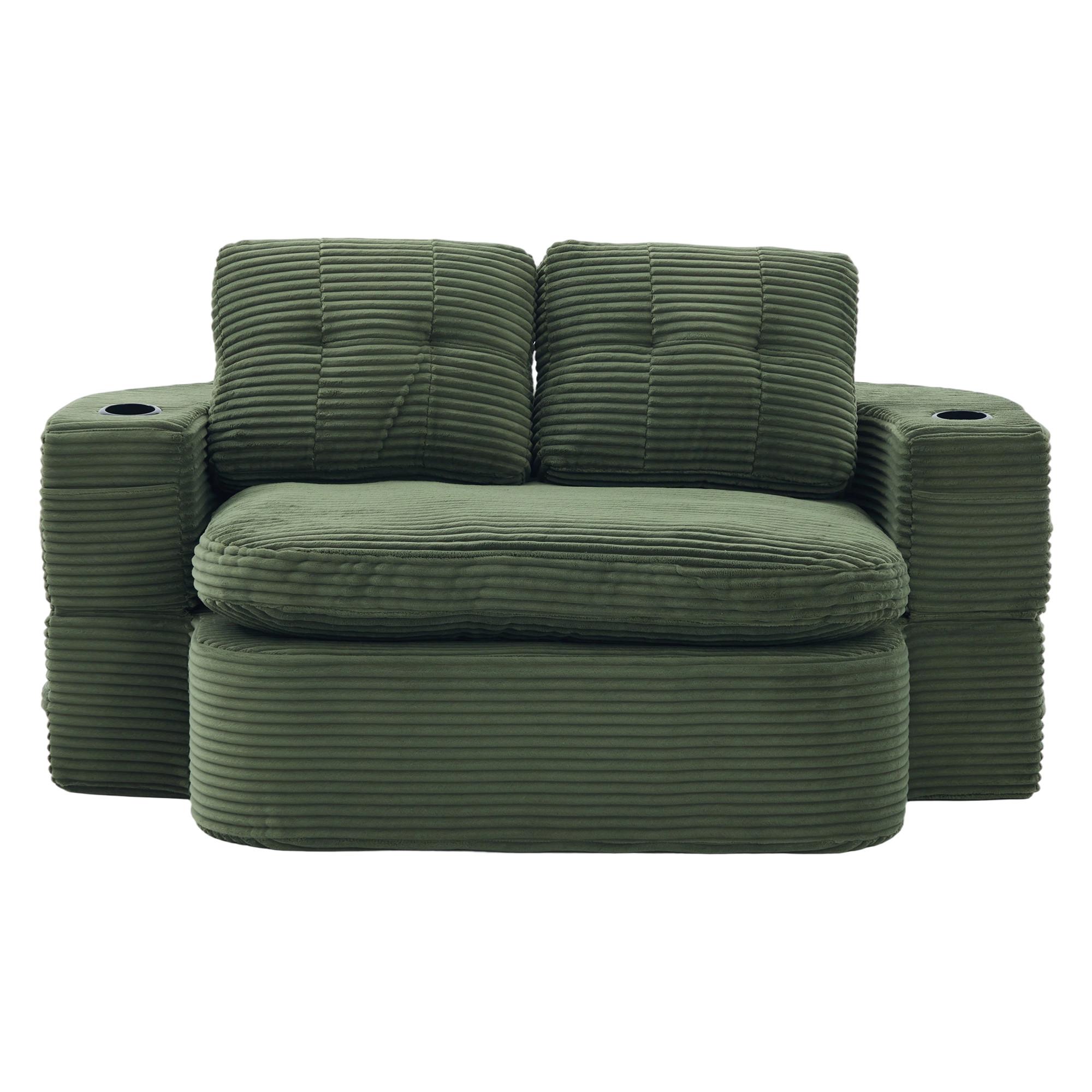 SCHLAFSOFA 2-in-1 Cordstoff Liegefunktion - Smaragdgrün, Textil (165/61/97cm) - Urban Meuble