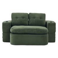 SCHLAFSOFA 2-in-1 Cordstoff Liegefunktion - Smaragdgrün, Textil (165/61/97cm) - Urban Meuble
