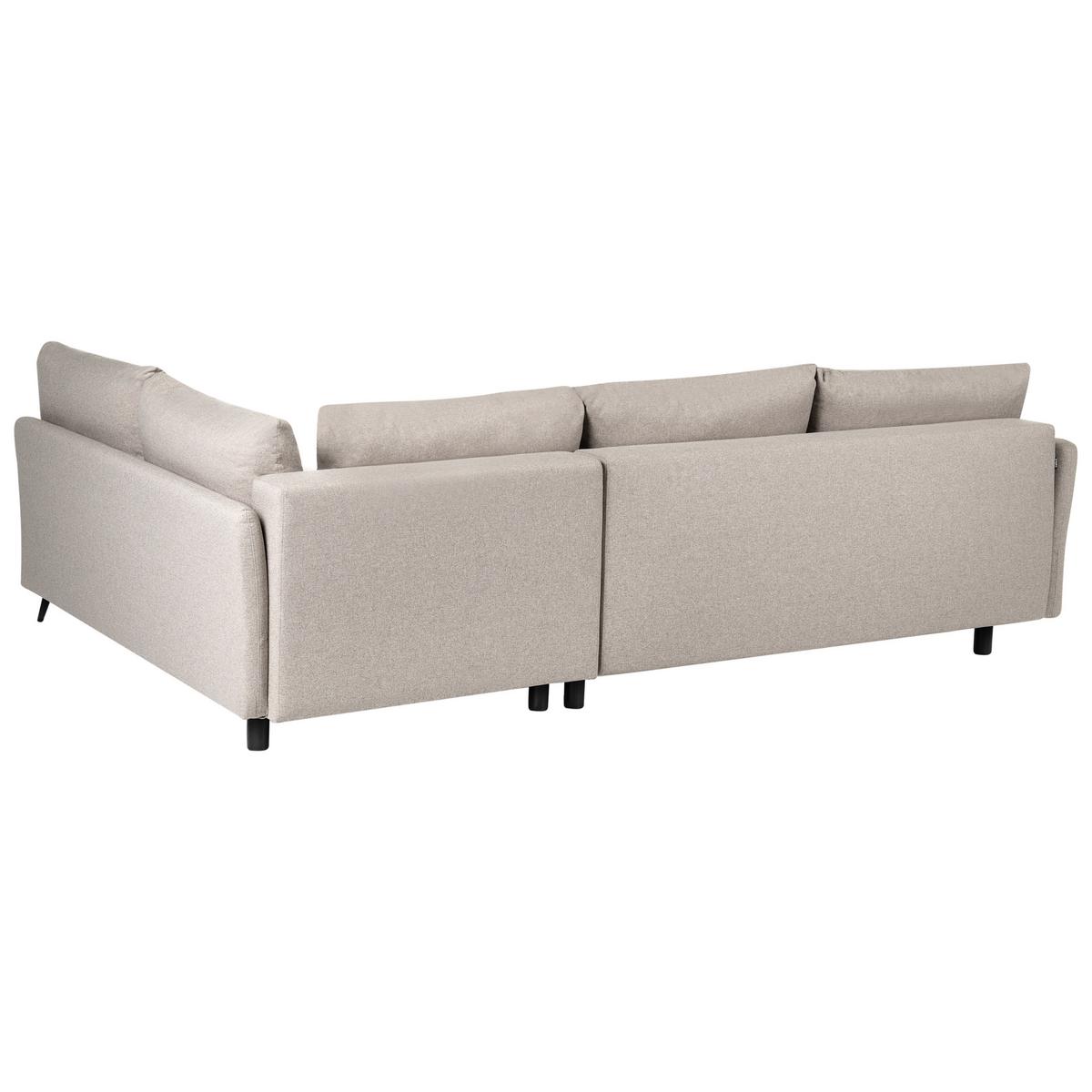 ECKSCHLAFSOFA 3-Sitzer Stoff Beige mit Stauraum linksseitig Koge - Beige, Textil (281/93cm) - Beliani