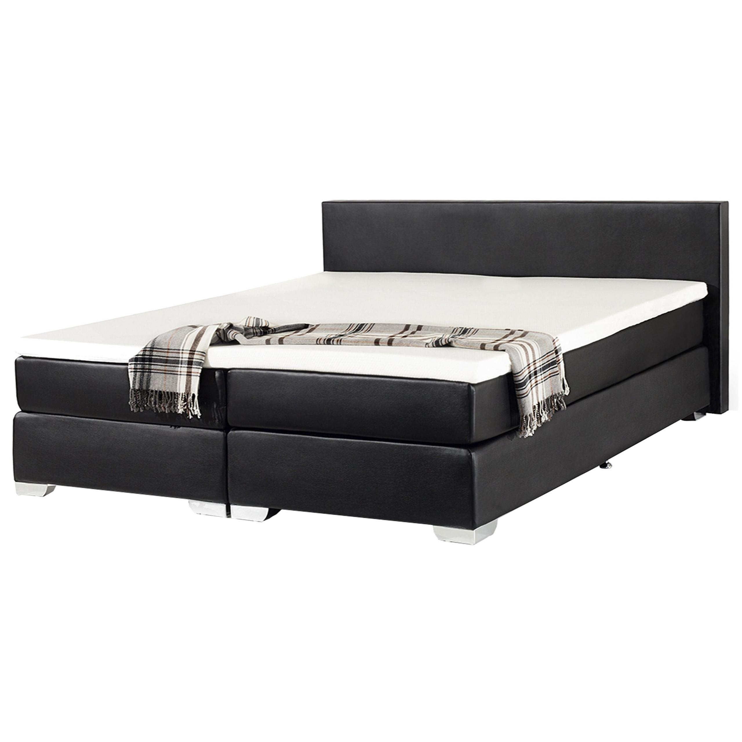 BOXSPRINGBETT 180/200cm Schwarz President - Schwarz, Kunststoff/Textil (180/200cm) - Beliani