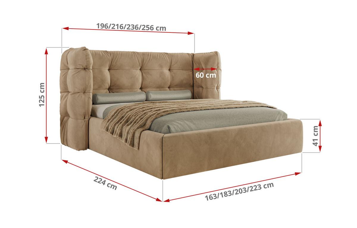 POLSTERBETT FLONELLE CLASSIC 140/200 - Hellbraun Velvet - Multipocket-Matratze - Hellbraun, Textil (140/200cm) - MKS