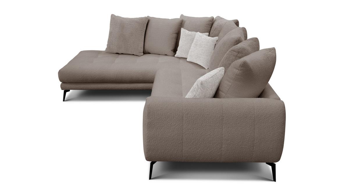 ECKSOFA CALME 5-Sitzer, creme - Creme/Schwarz, Holz/Textil (294/229cm) - Wozimo