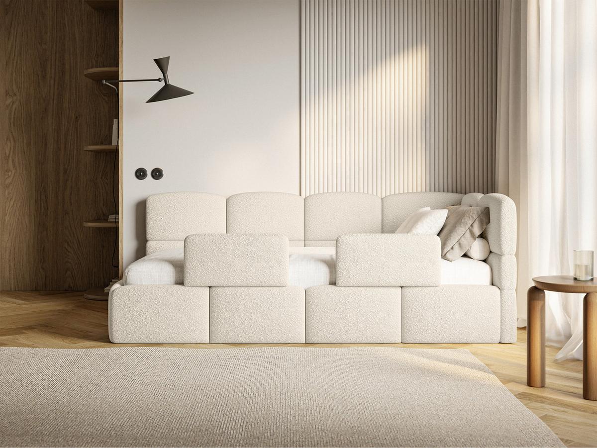 KINDERBETT Cloudy Hellbeige 120 cm, Bouclé - Ecru/Schwarz, Kunststoff/Textil (120/200cm) - Selsey