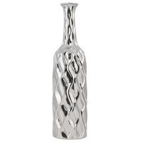 DEKOVASE Steinzeug silber Bassania - Silberfarben, Stein (45cm) - Beliani
