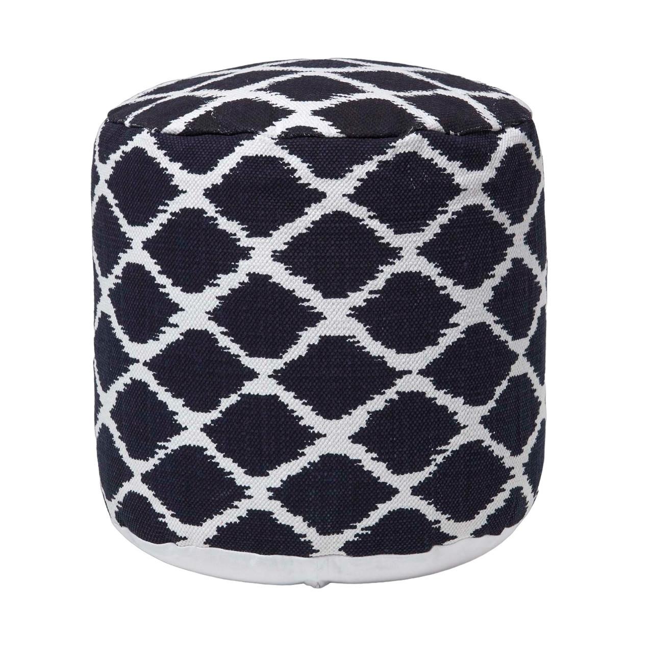 SITZPOUF rund mit Ikat-Muster, 40/40/45 cm - Blau, Textil (45/40/45cm) - Homescapes