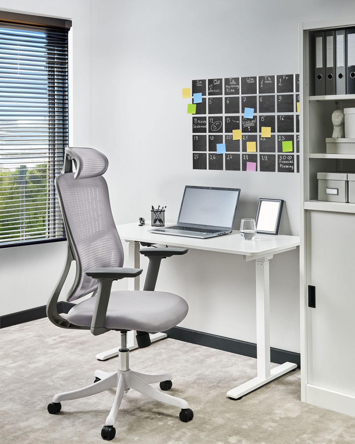 BÜROSTUHL Grau Partner - Grau, Textil (50/117/66cm) - Beliani
