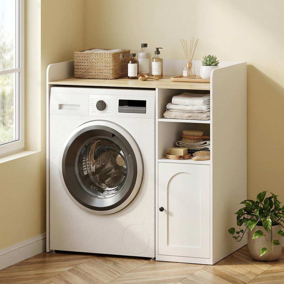 WASCHMASCHINENSCHRANK MDF Weiß Natur - Weiß, Holzwerkstoff (60/100/93.5cm) - HOMCOM