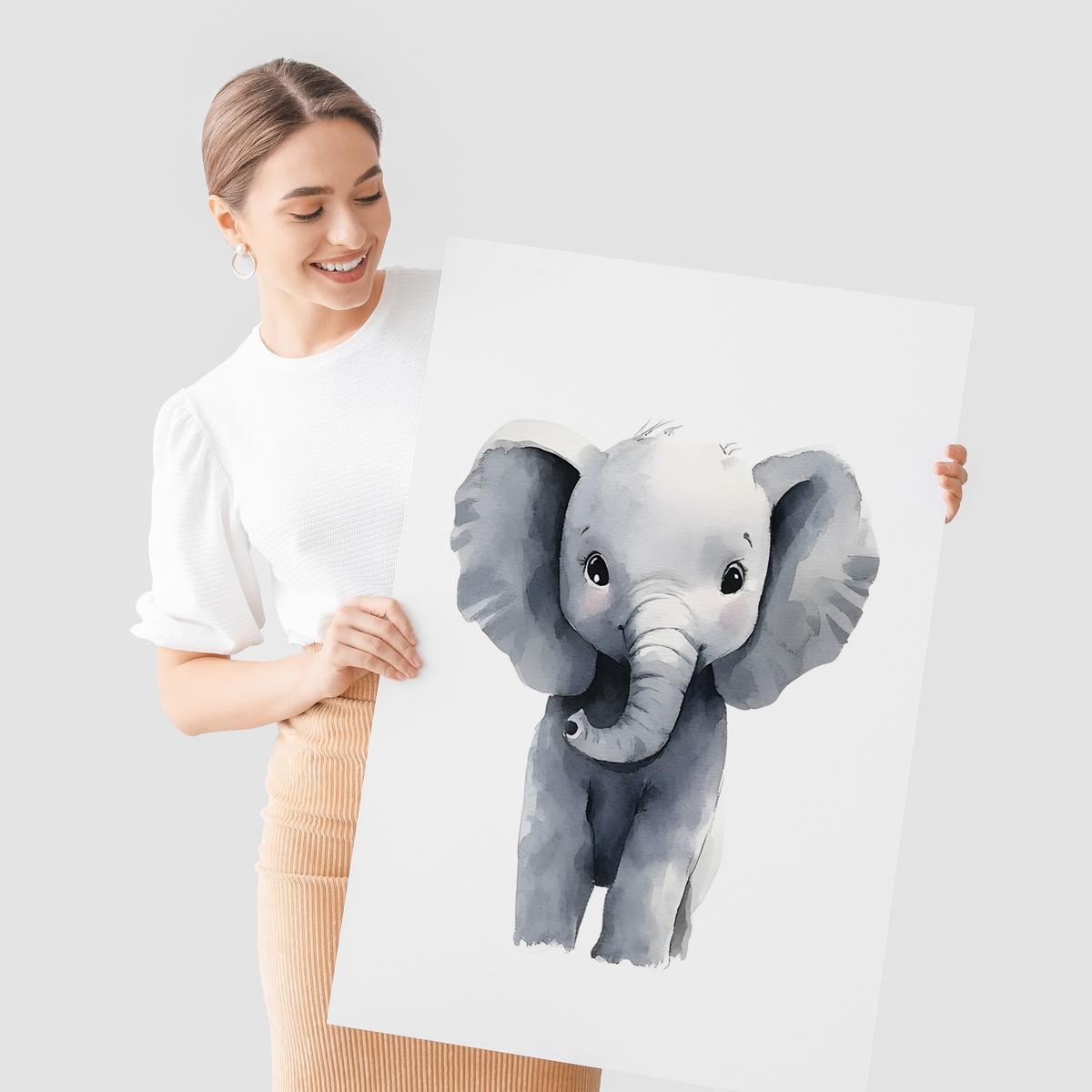 POSTER SET für Kinderzimmer WILDETIERE Löwe Elefant Giraffe 3x Poster A3 30x42cm - Gelb/Orange, Papier (30/42/1cm) - Muralo