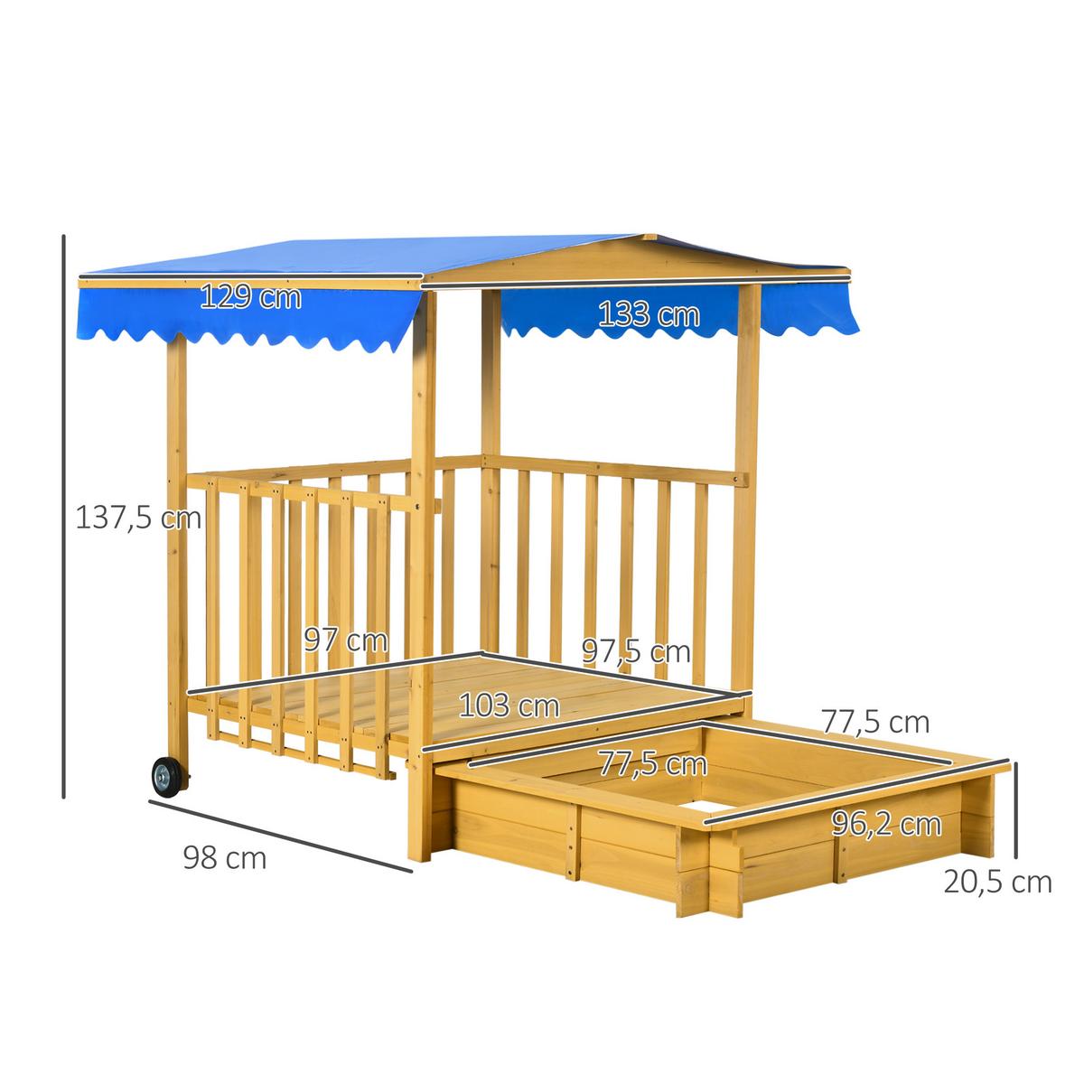 SANDKASTEN, Naturholz, Tanne - Naturfarben, Holz (133/129/137.5cm) - Outsunny