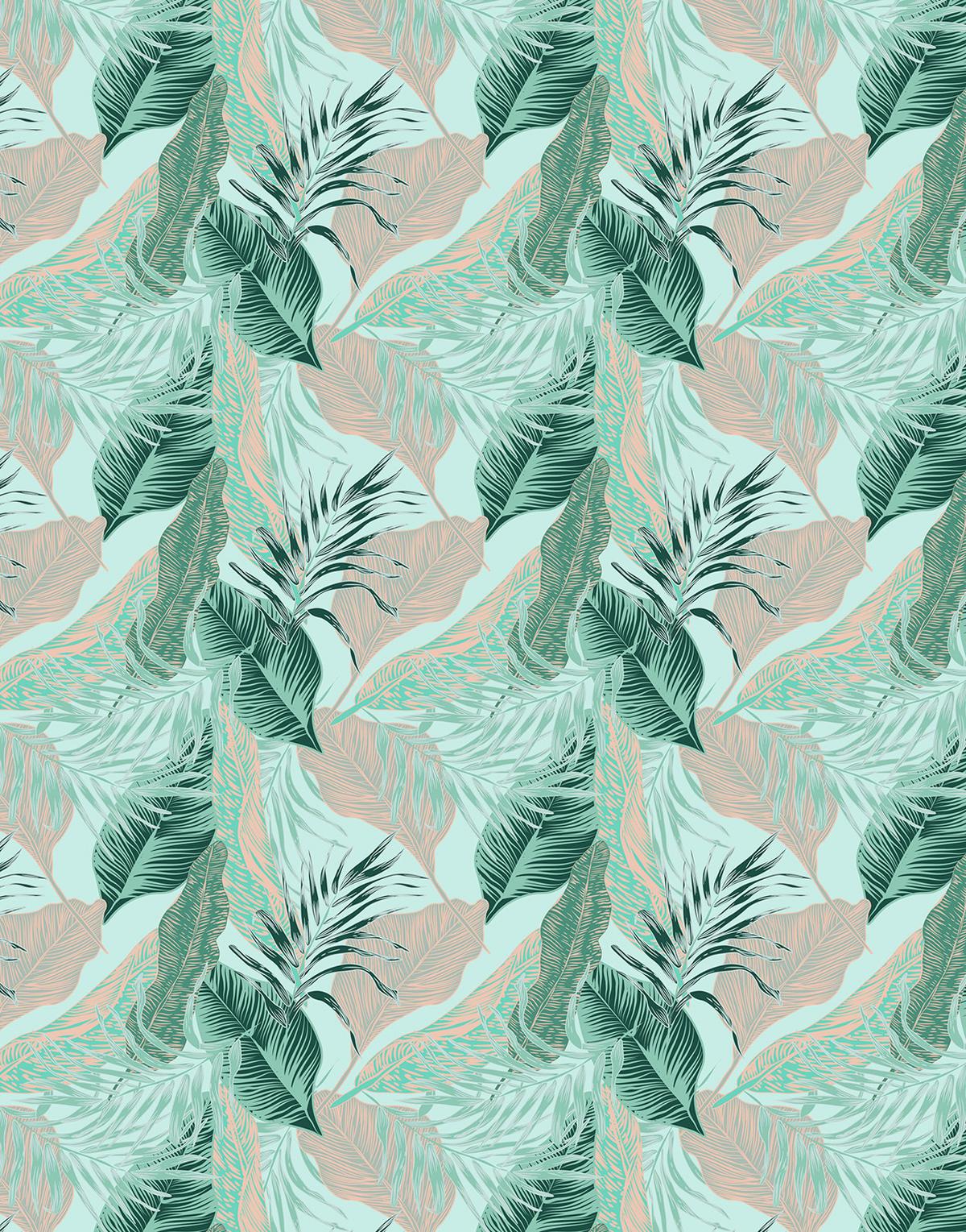 VERDUNKELUNGSROLLO 110x140 cm Tropische Blätter - Blau, Textil (110/140cm) - TULUP