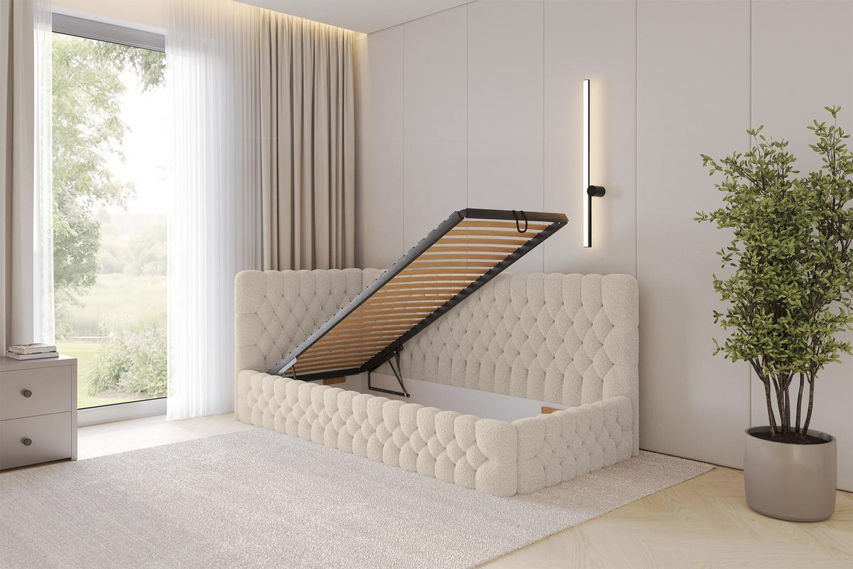 EINZELLBETT Jugendbett mit Bettkasten, Rechts - MULY 100x200 Dunkelbeige - Taupe, Holzwerkstoff/Textil (100/200cm) - ALTDECOR