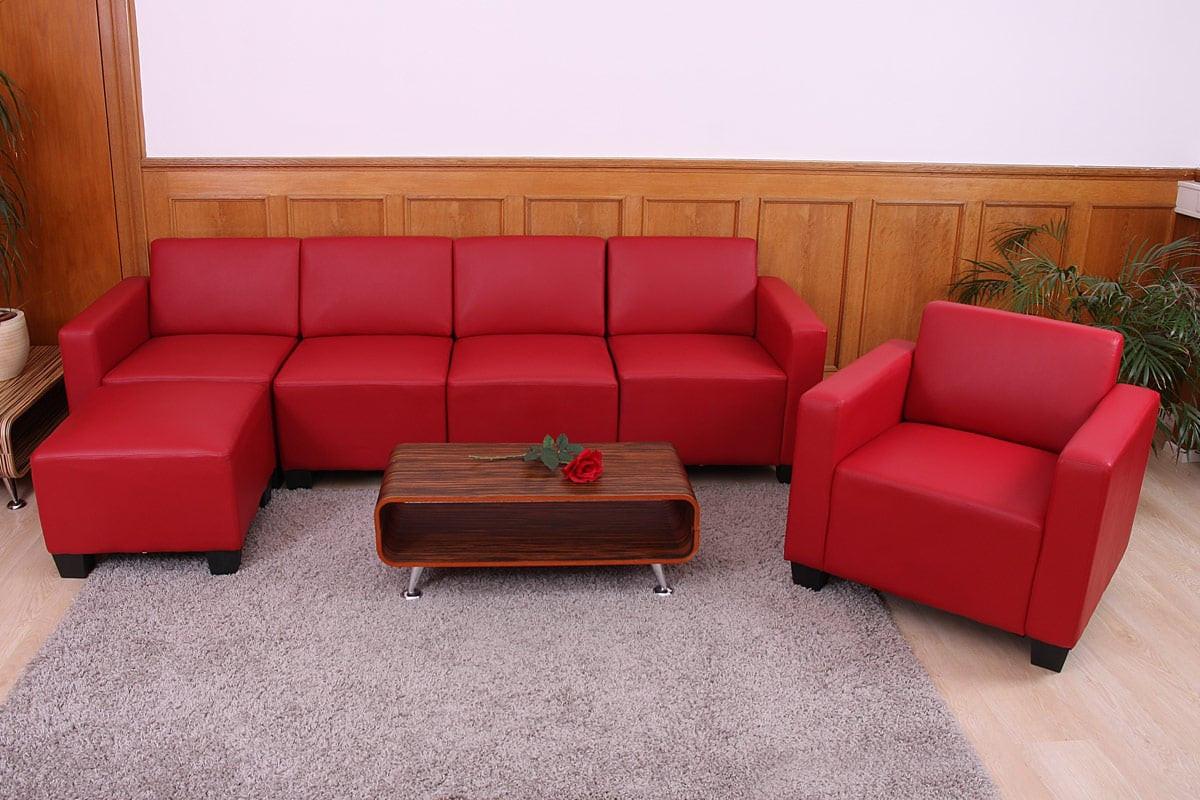 COUCH-GARNITUR Rot - Rot, Textil (193/76/72cm) - MCW