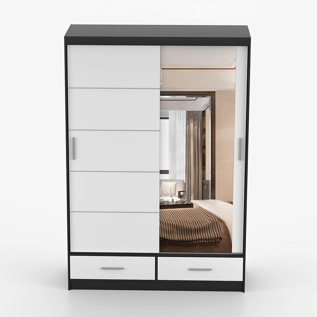 KLEIDERSCHRANK Florence 150 cm, 150/218/61, 2-türig, grau - Schwarz, Holzwerkstoff (150/218/61cm) - imoebel24