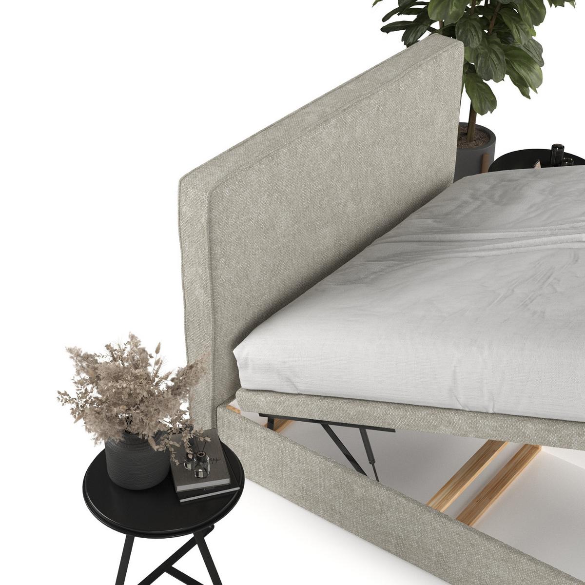 POLSTERBETT Hush mit Stauraum 200/200 cm Beige im Alta Stoff - Beige/Schwarz, Holz/Holzwerkstoff (200/200cm) - AltaBeds
