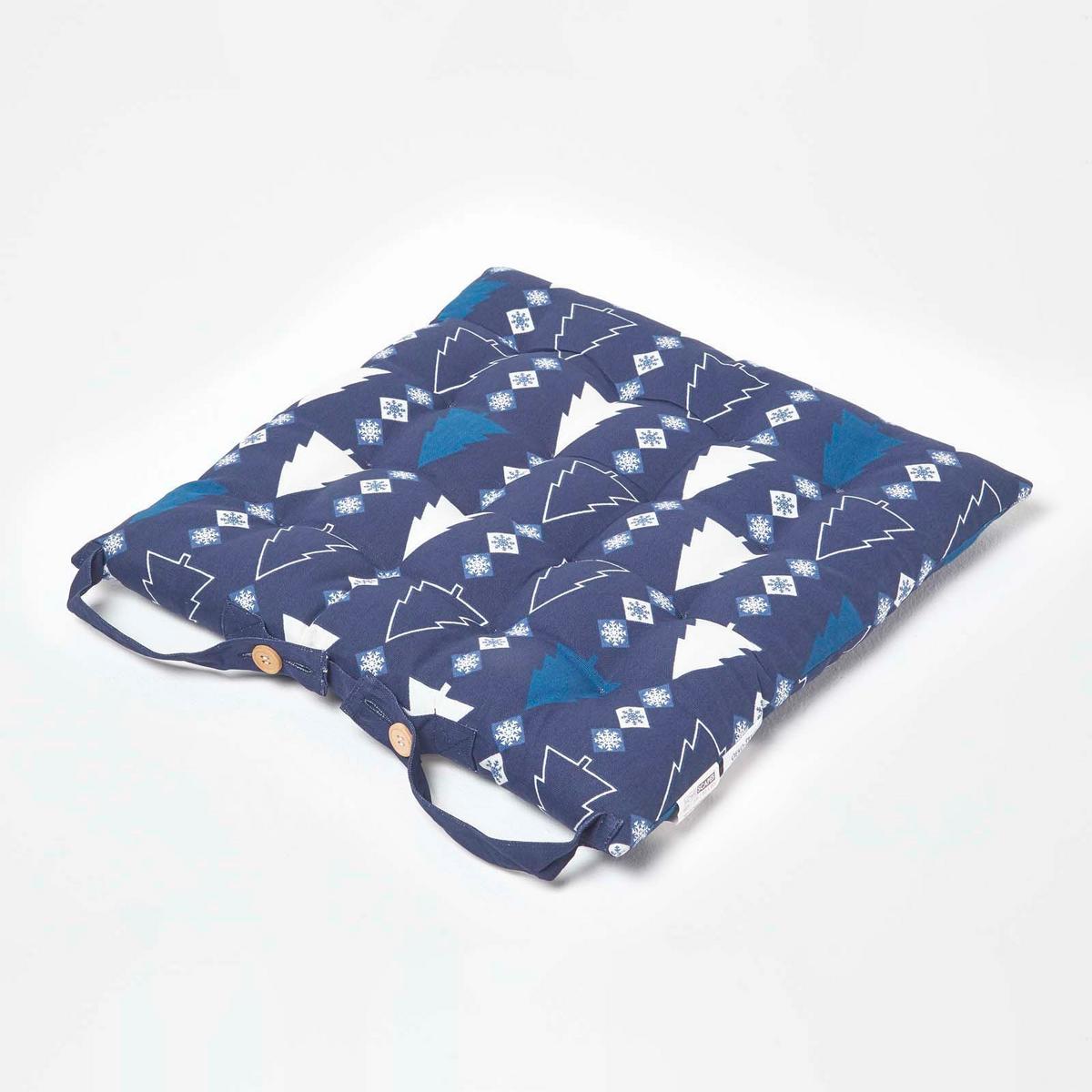 STUHLKISSEN Winterland, blau im 4er-Set 40/40/5 cm - Blau, Textil (40/40/5cm) - Homescapes